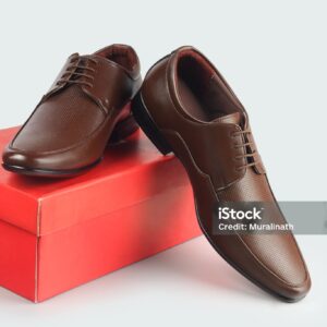 indian made men's leather shoes with box stock photo...